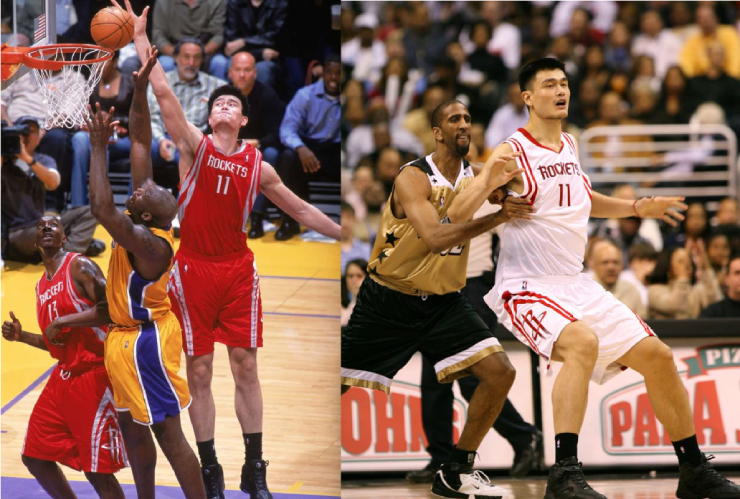 Yao Ming (số 11) chính thức được nhận lương từ NBA