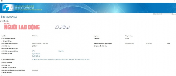 Logo "ZUBU" bị từ chối bảo hộ