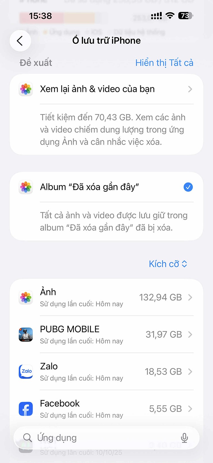 Các nội dung trên iPhone sẽ đầy lên theo năm tháng, đặc biệt nếu hay cài đặt game hoặc chụp ảnh/quay phim.