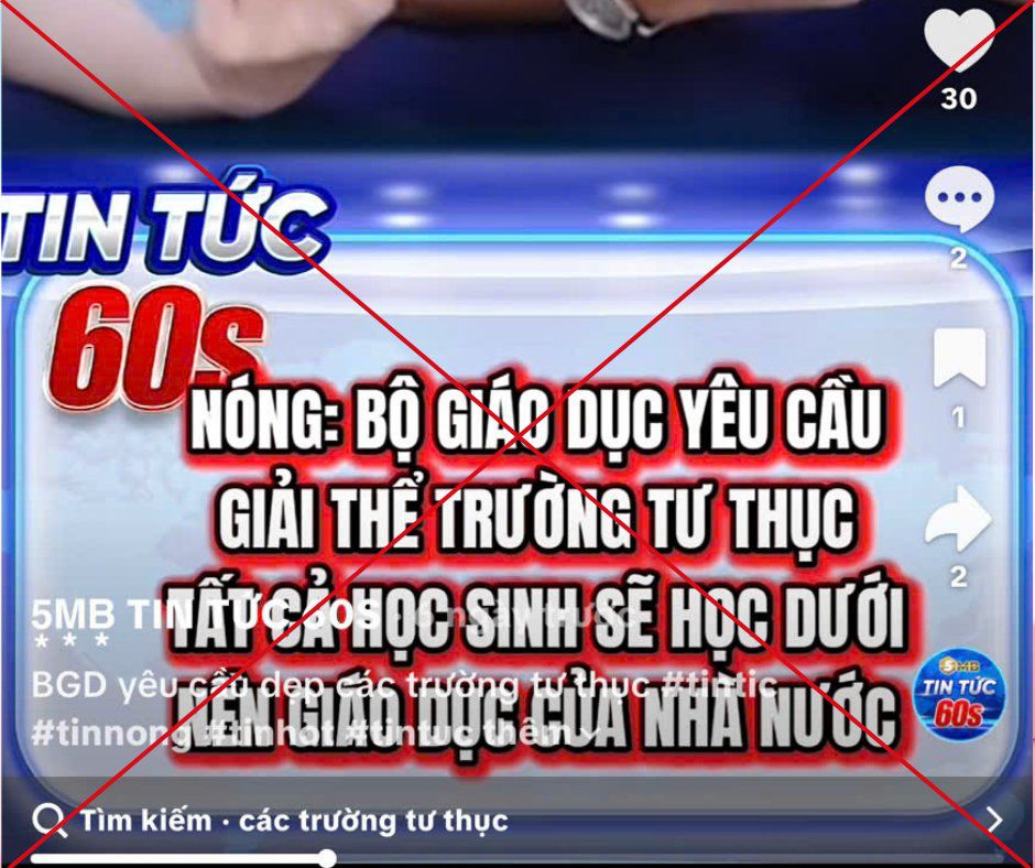 Theo Bộ GD&ĐT, thông tin giải tán các cơ sở giáo dục ngoài công lập là bịa đặt, xuyên tạc.