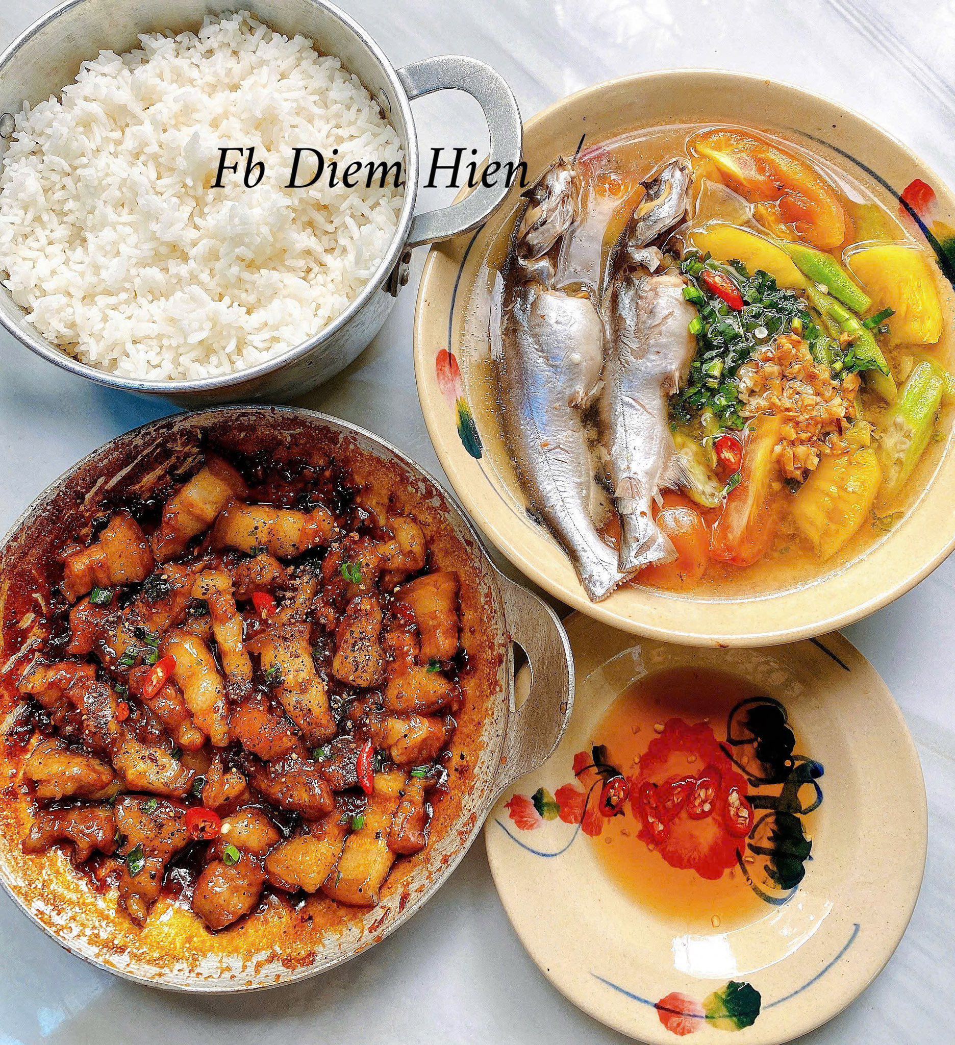 Thịt kho tiêu - Canh chua cá úc