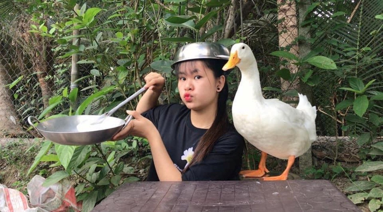 Trước đó, vịt Bim Bim luôn gắn bó với Trang