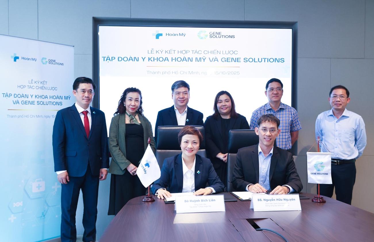 Tập đoàn y khoa Hoàn Mỹ và Gene Solutions ký kết hợp tác chiến lược. Ảnh HM