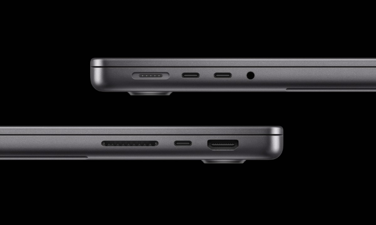 Hai cạnh bên của MacBook Pro mới.