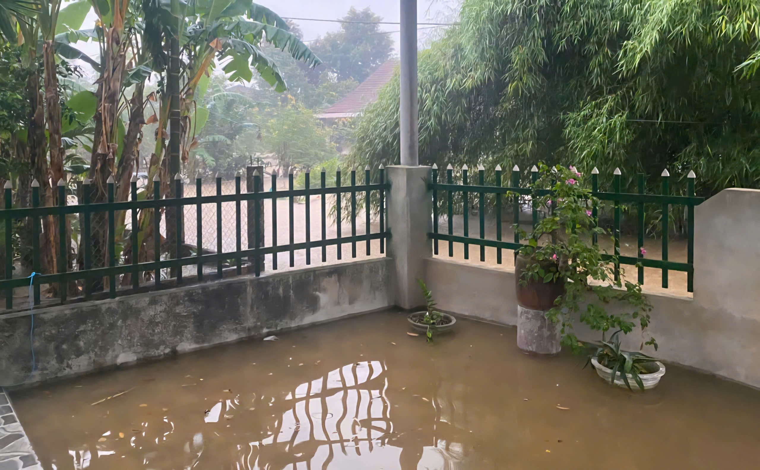 Nước tràn vào nhà dân.