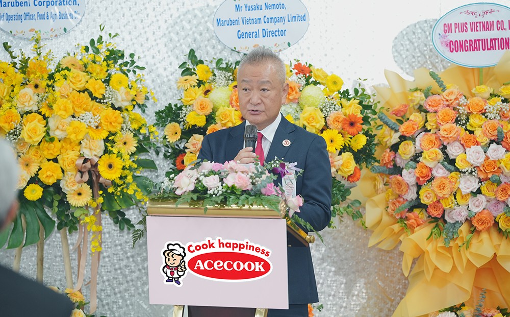 Ông Kaneda Hiroki – Tổng Giám đốc Acecook Việt Nam phát biểu tại Lễ động thổ
