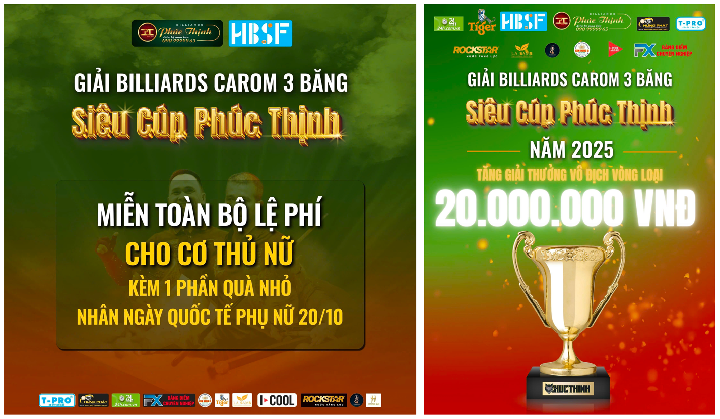 Miễn lệ phí cho cơ thủ nữ, giải thưởng hấp dẫn cho cơ thủ phong trào