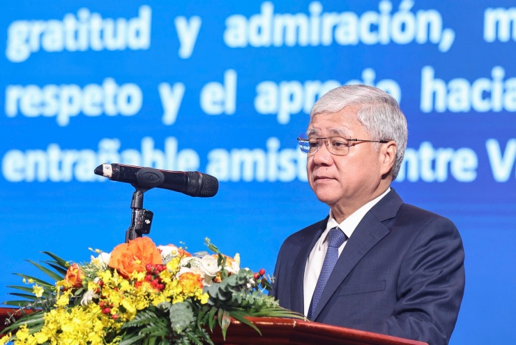 Ông Đỗ Văn Chiến, Ủy viên Bộ Chính trị, Bí thư Trung ương Đảng, Bí thư Đảng ủy MTTQ, các đoàn thể Trung ương, Chủ tịch Ủy ban Trung ương MTTQ Việt Nam, phát biểu chỉ đạo. Ảnh: Hải Anh