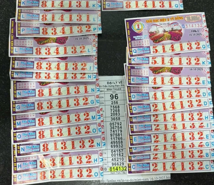 Vé số trúng giải khuyến khích.