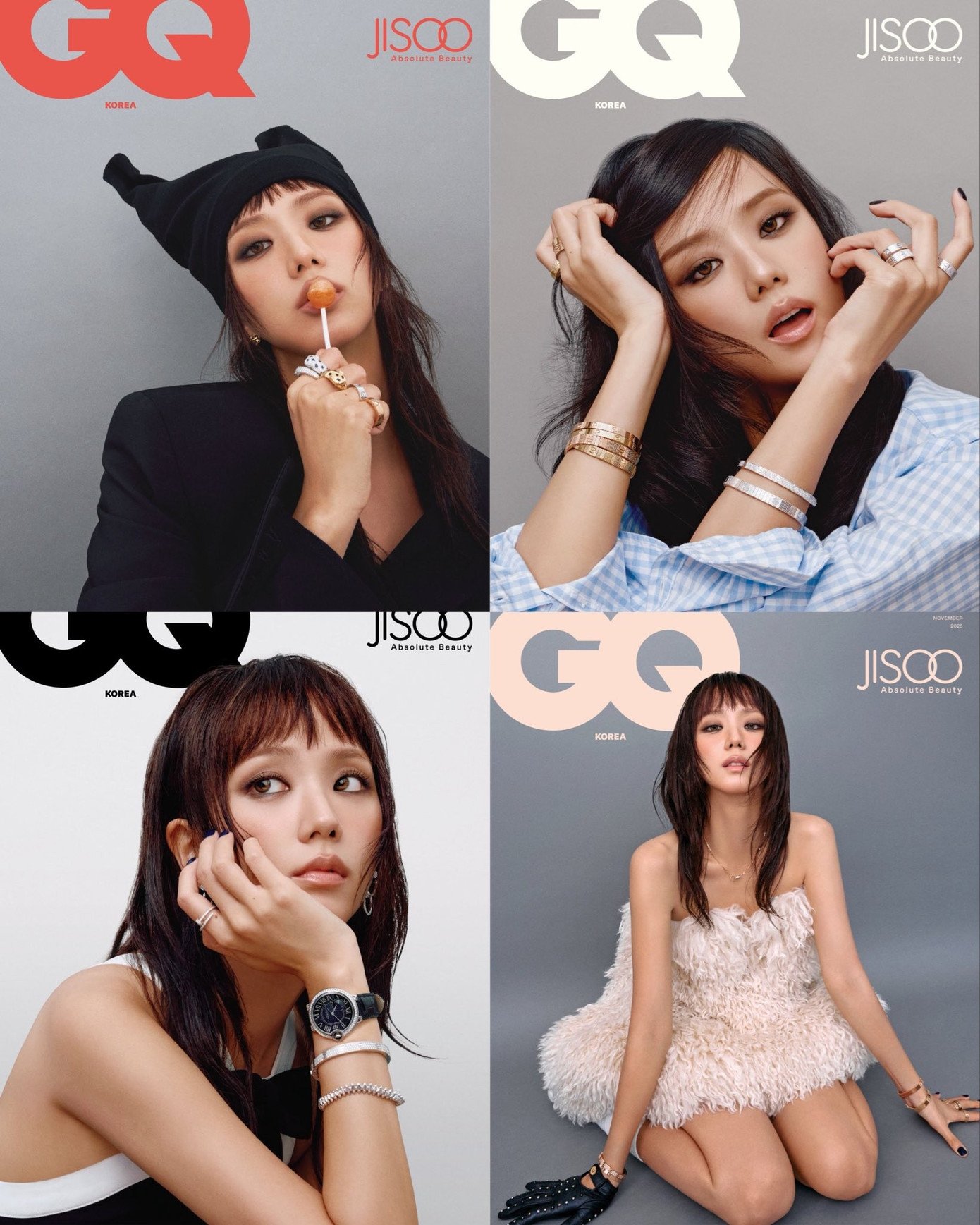Hai lần lột xác táo bạo của Jisoo BLACKPINK đều đồng hành cùng Cartier trên bìa tạp chí GQ Hàn Quốc.
