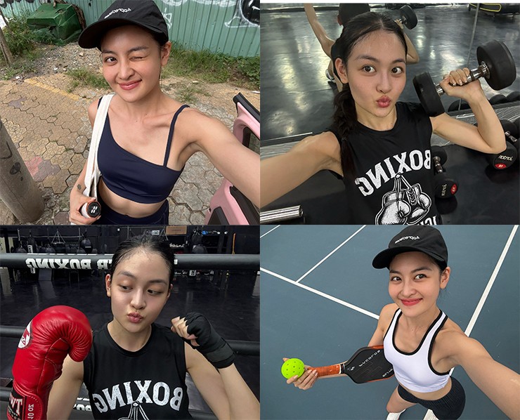 Thùy Anh hăng say tập thể thao