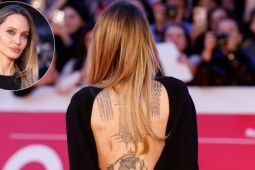 Angelina Jolie khoe hình xăm hổ trên lưng