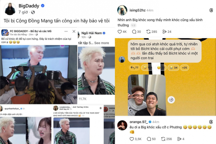 Dàn nghệ sĩ thích thú với meme khóc của BigDaddy, quyết "dí" nam rapper tới cùng.