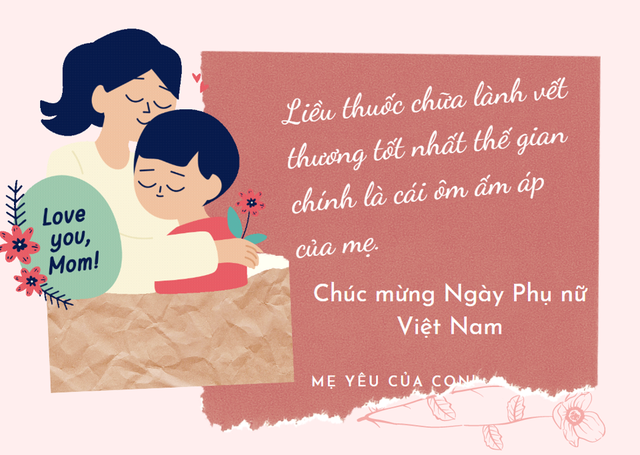 Một mẫu thiệp chúc mừng ngày Phụ nữ Việt Nam 20/10 ý nghĩa tặng mẹ.