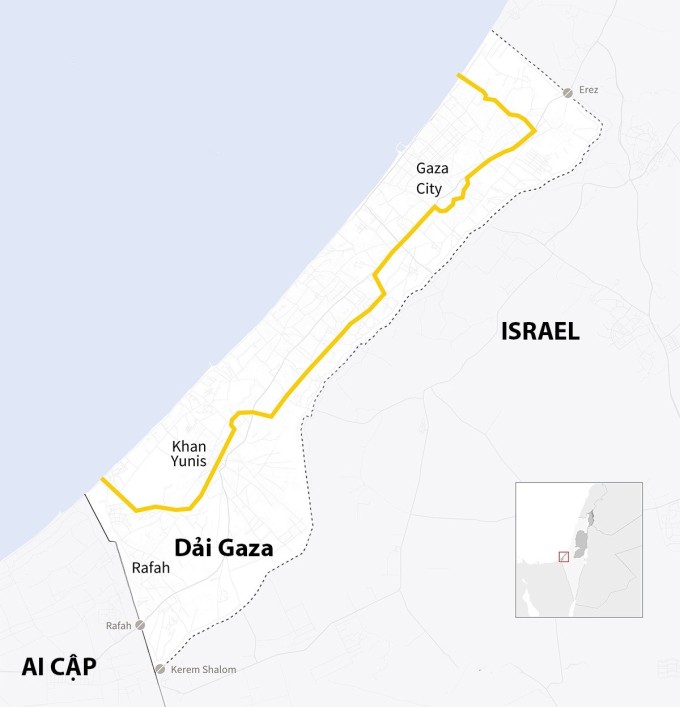 Ranh giới Đường Vàng tại Dải Gaza. Đồ họa: AFP
