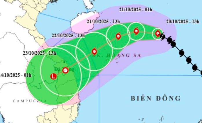 Dự báo hướng di chuyển của bão số 12 Fengshen. Nguồn: Trung tâm Dự báo khí tượng thủy văn quốc gia