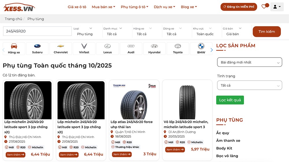 Tìm kiếm phụ tùng theo xe ô tô nhanh chóng tiện lợi tại Xe5s.vn - 2