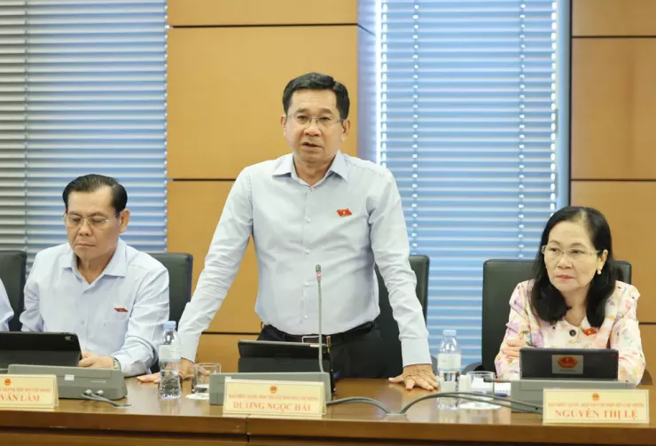 Đại biểu Quốc hội Dương Ngọc Hải (đoàn TP.HCM) phát biểu tại phiên thảo luận tổ sáng 21-10. Ảnh: TL