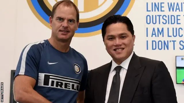 HLV De Boer và Erick Thohir, khi Thohir còn sở hữu Inter Milan