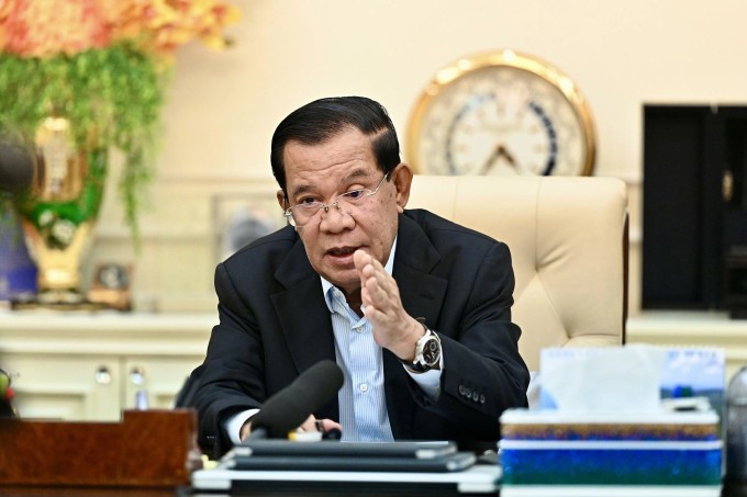 Ông Hun Sen phát biểu trên truyền hình Campuchia ngày 16/5. Ảnh: Fresh News