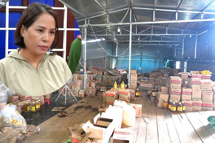 Bà Mai đã sản xuất hơn 2,7 triệu lít dầu ăn giả tung ra thị trường - Ảnh: BCA