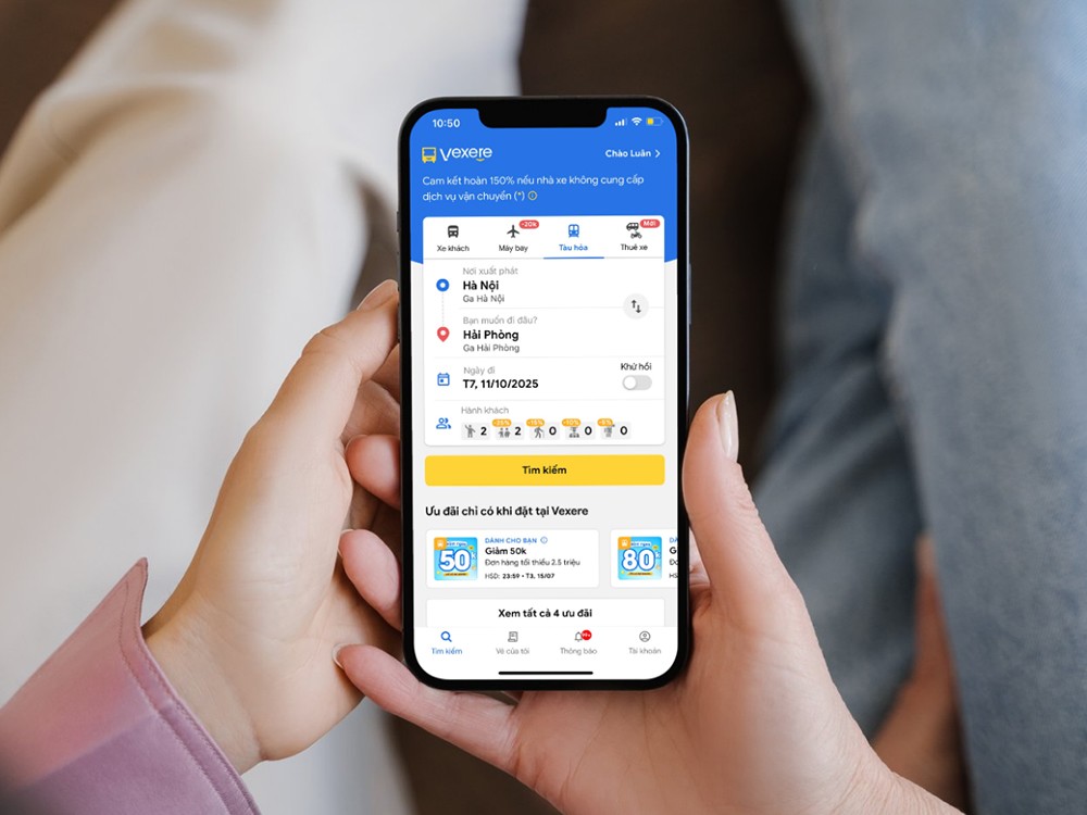 Đặt vé tàu hỏa dễ dàng và tiết kiệm trên ứng dụng Vexere