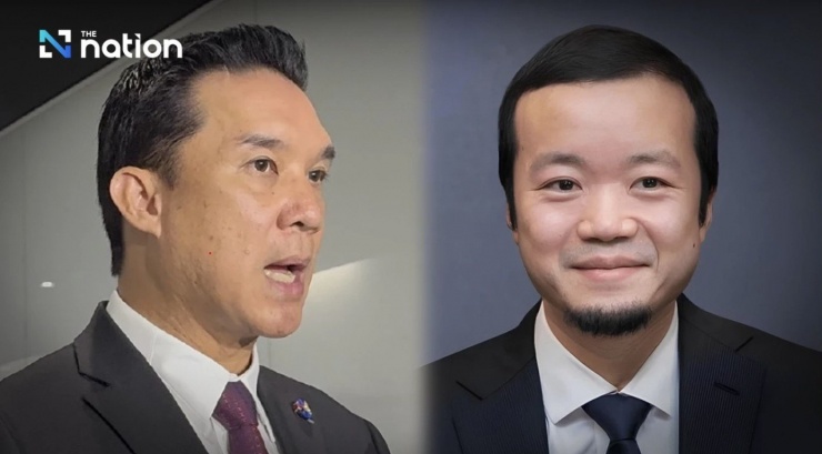 Nghị sĩ Danuphorn Punnakanta (trái) và Chen Zhi - chủ tịch Tập đoàn Prince. (Ảnh: The Nation)