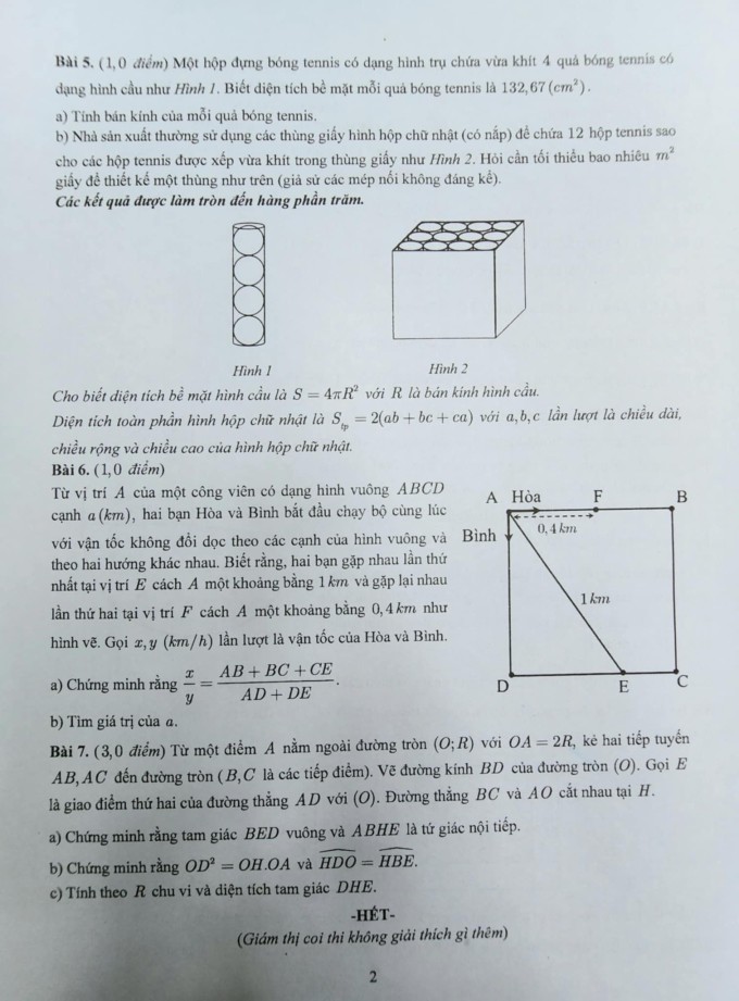Đề Toán thi vào lớp 10 của TP HCM - 2
