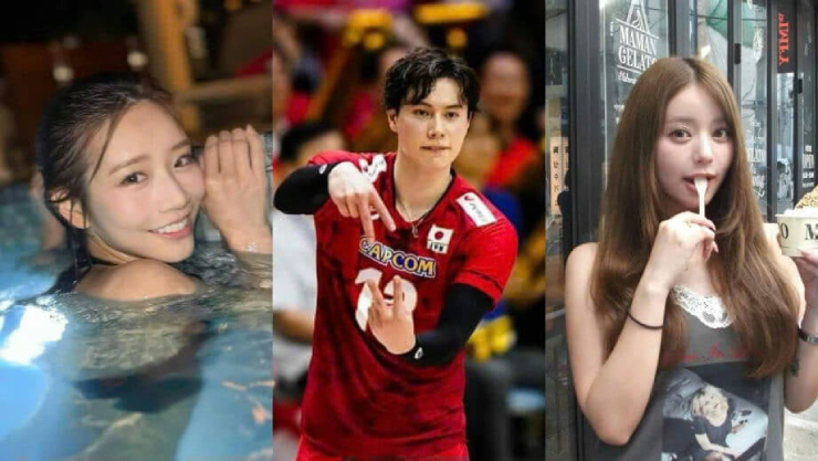 Scandal tình ái ở Nhật Bản, Saika Kawakita (bên trái), cầu thủ bóng chuyền Takahashi (giữa) và người mẫu Uka (bên phải)