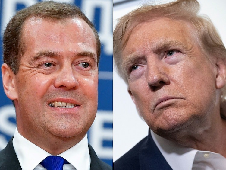 Ông Medvedev và ông Trump. Ảnh: AFP