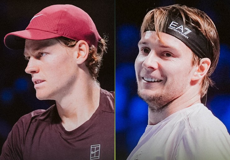 Sinner (bên trái) không thể chủ quan trước Bublik (bên phải)