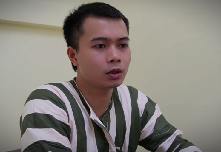 Bị can Lê Anh Điệp - chủ tài khoản Tiktok “Tàng Keng Ông Trùm” tại cơ quan điều tra.