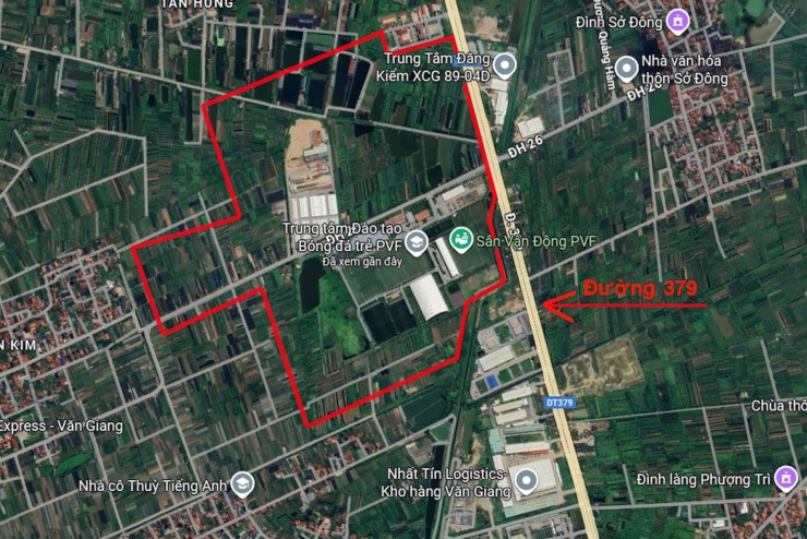 Vị trí xây dựng dự án SVĐ PVF trong tương lai. Ảnh: Google Maps