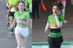 Hot girl Trang Lê, Hà Kim "thắp sáng" đường chạy marathon đêm tại Hà Nội