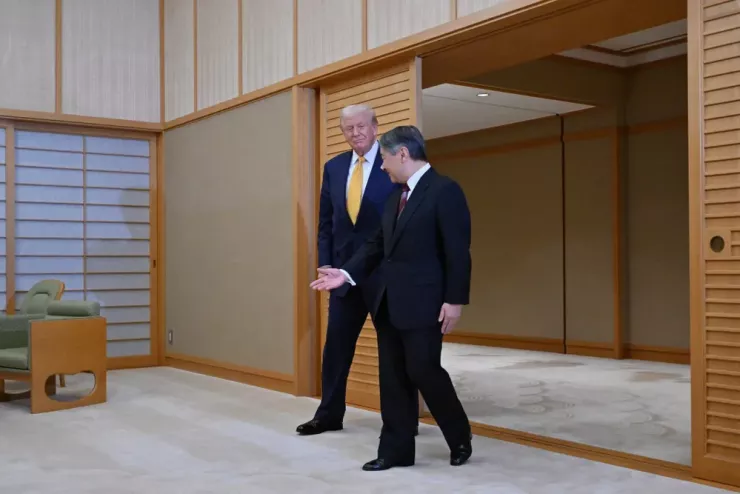 Nhật hoàng Naruhito tiếp Tổng thống Mỹ Donald Trump ngày 27-10. Ảnh: THE NEW YORK TIMES