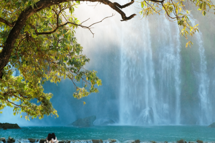 Vẻ đẹp tiên cảnh của thác Bản Giốc vào thu