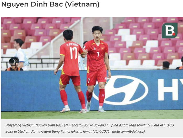 Đình Bắc được truyền thông Bola chú ý