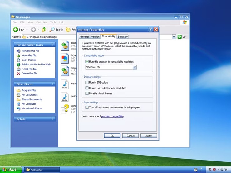 Tính tương thích của Windows XP là rất đáng xem.