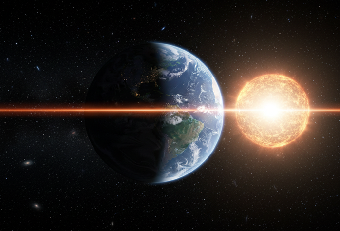 Sự đối xứng kỳ lạ giữa hai bán cầu Bắc và Nam của Trái Đất khi phản xạ ánh sáng Mặt Trời đã bị phá vỡ - Minh họa AI: Thu Anh