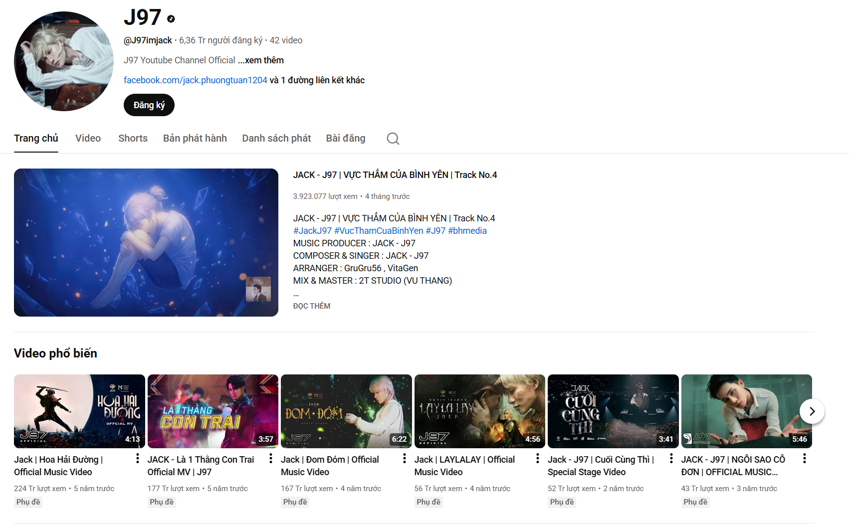 Kênh YouTube triệu followers của Jack.