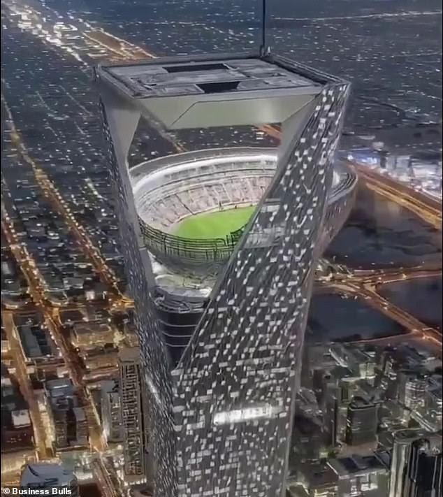 Sân vận động Neom Sky trong clip lan truyền trên mạng xã hội