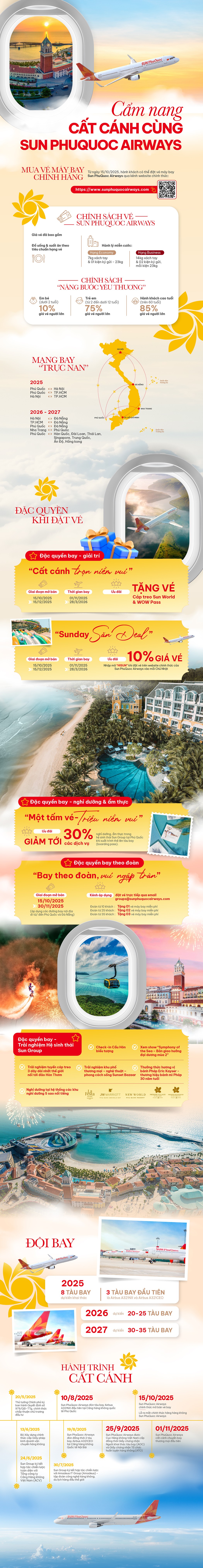Cập nhật những đặc quyền bay Sun PhuQuoc Airways từ 1/11 - 1