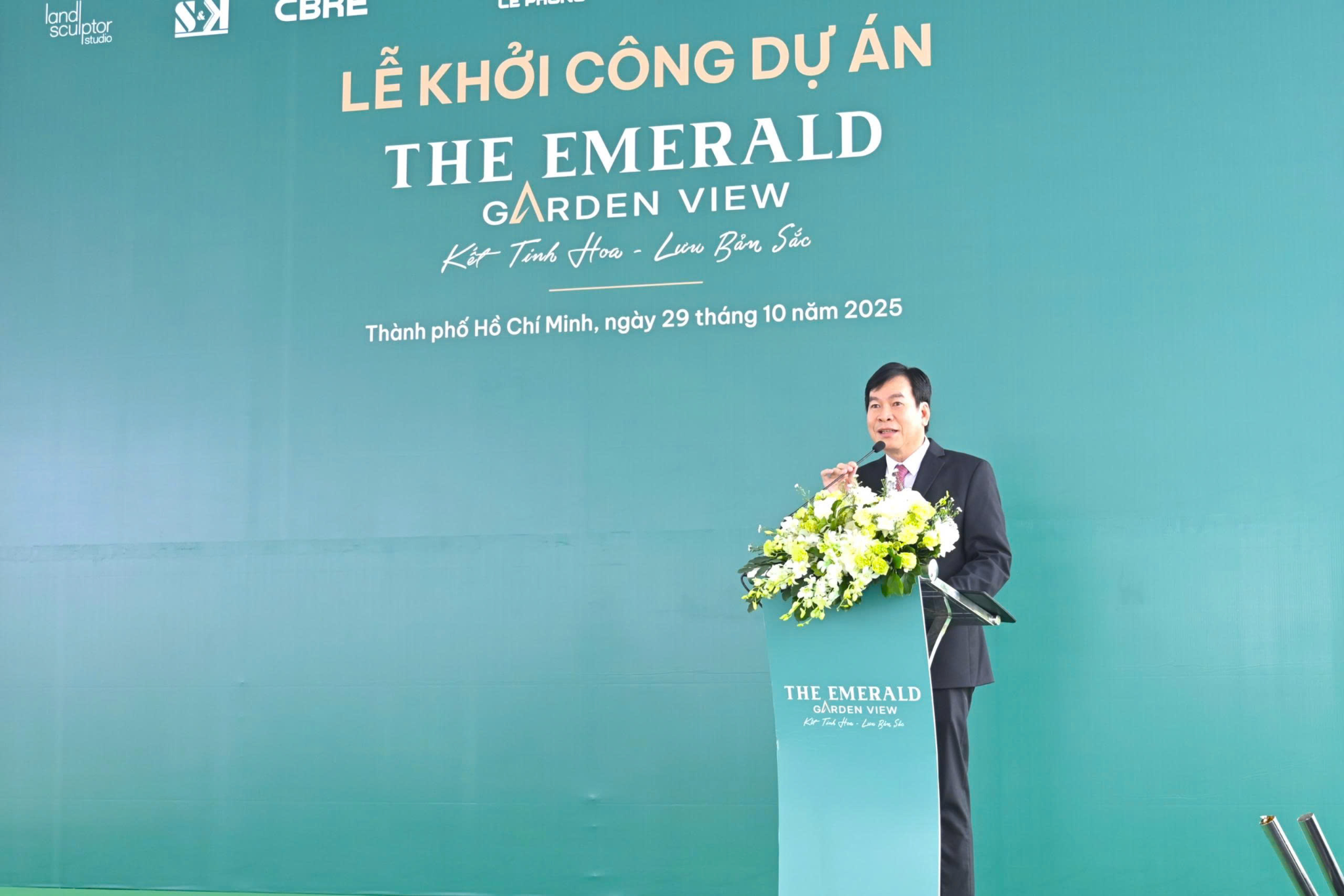 Ông Bùi Ngươn Phong, Chủ tịch HĐQT - Nhà sáng lập hệ sinh thái Tập đoàn Lê Phong chia sẻ tại buổi lễ khởi công dự án