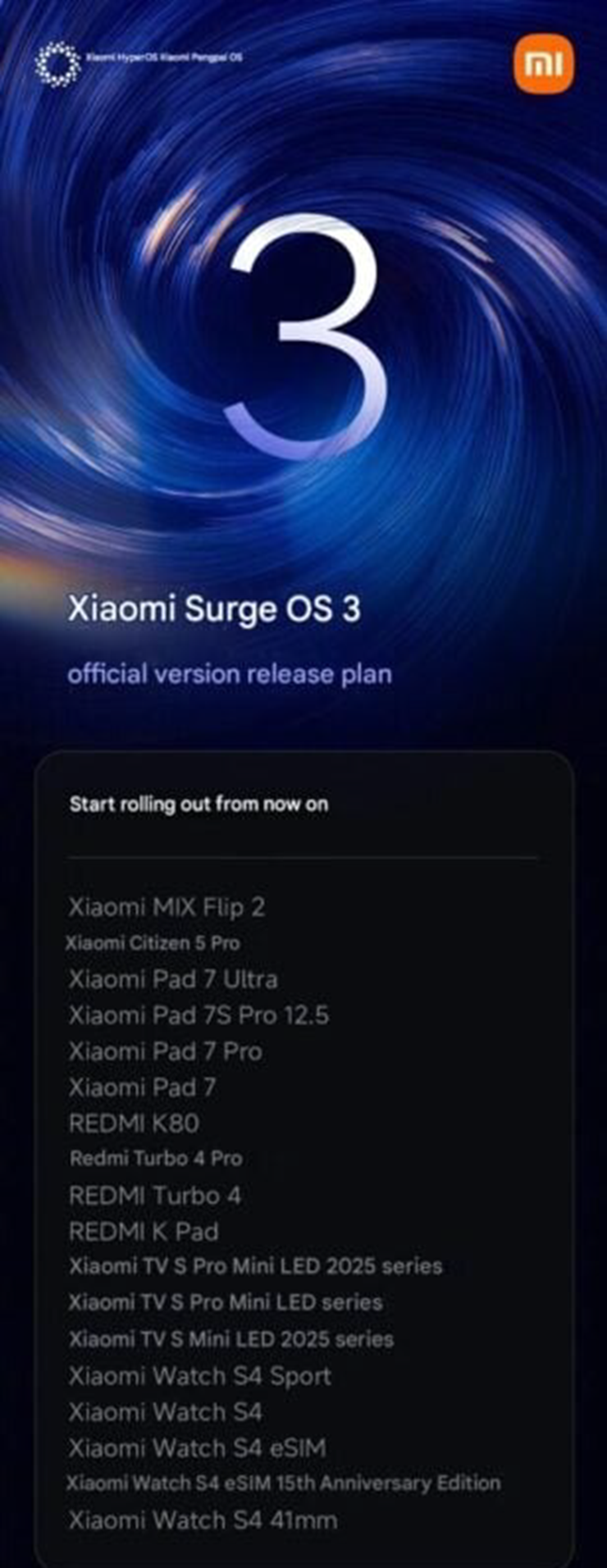 Thông báo phát hành của Xiaomi.