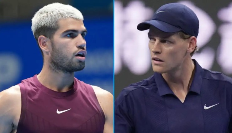 Sinner (bên phải) sẽ không là hạt giống số 1 ở ATP Finals dù có vươn lên số 1 ATP sau Paris Masters