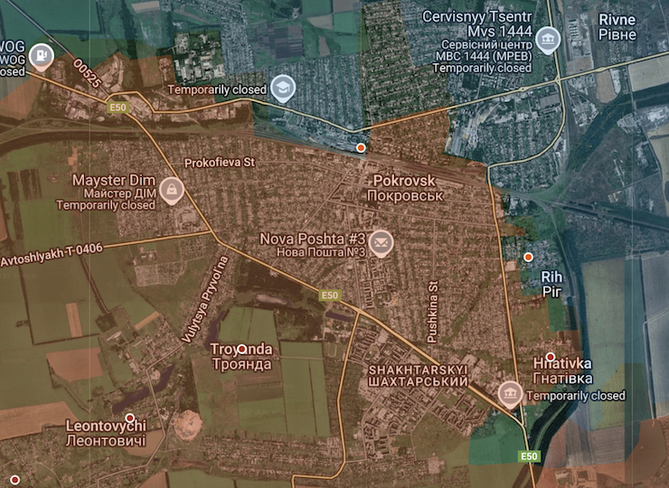 Giao tranh ở Pokrovsk hiện đang diễn ra phức tạp do lực lượng của hai bên đều hiện diện bên trong thành phố. Ảnh: Suriyak/X.