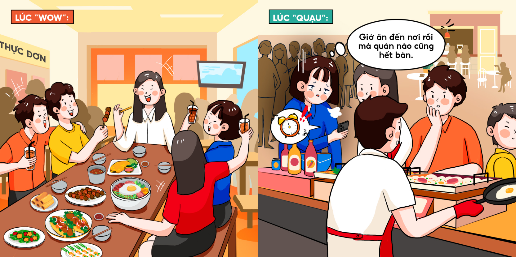 Giờ trưa của “hội hướng ngoại”: chỉ muốn ra ngoài ăn cho vui, ai ngờ quán nào cũng kín chỗ.