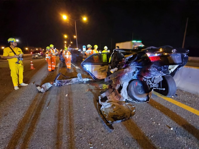 Hiện trường vụ đâm xe liên hoàn rạng sáng 31/10 ở tỉnh Chon Buri. Ảnh: The Thai Tiger