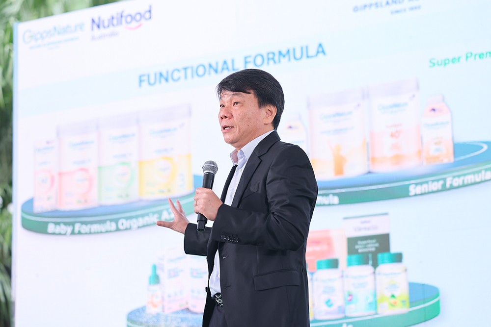 Ông Trần Bảo Minh, Phó Chủ tịch HĐQT Nutifood phát biểu tại sự kiện ra mắt thương hiệu dinh dưỡng quốc tế GippsNature