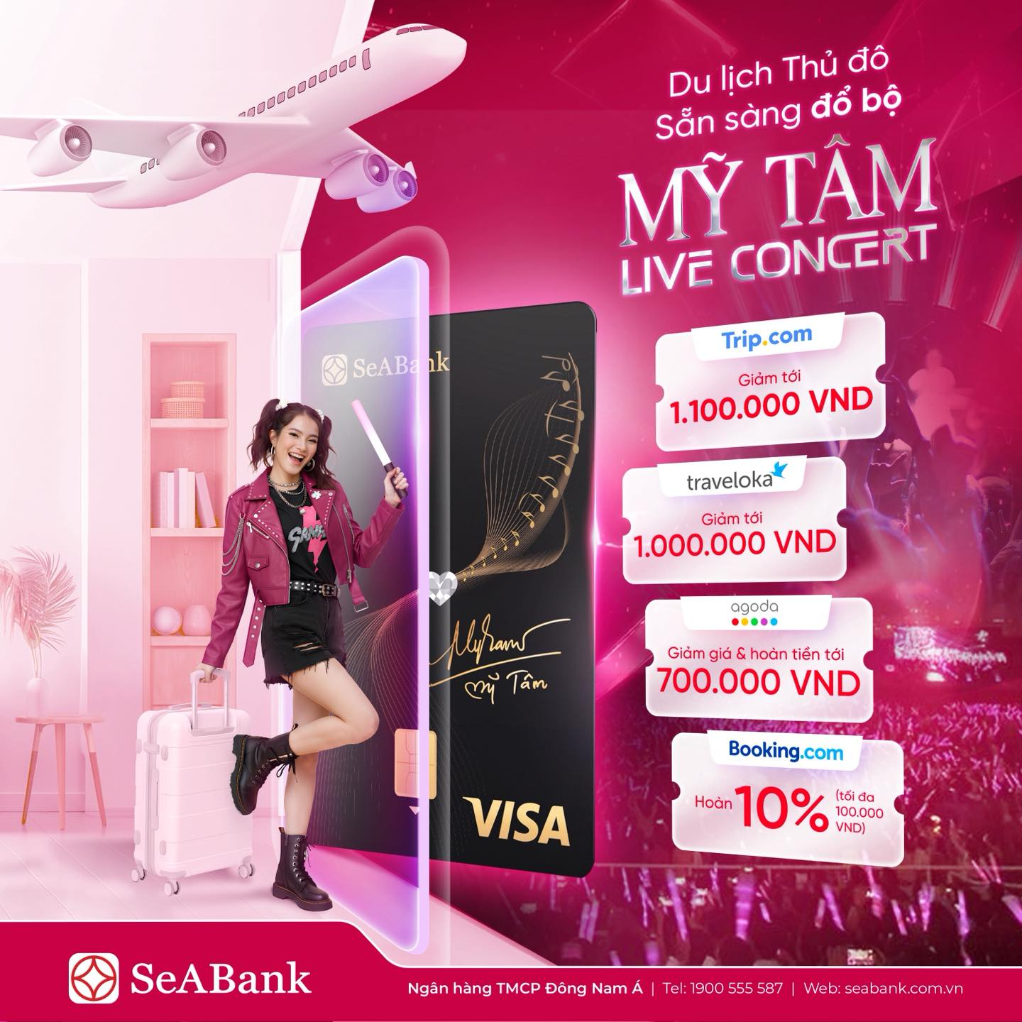 SeABank mang đến ưu đãi đặt vé máy bay và lưu trú dành riêng cho chủ thẻ SeASoul. Ảnh: SeABank